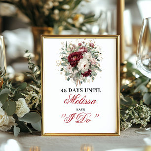 Chic Blush Burgundy Dais Until I Do Tabletop Sign