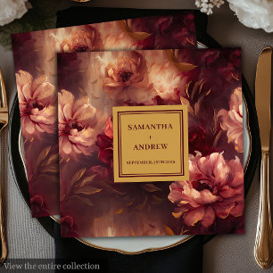 Chic Blush Burgundy Gold Floral Wedding Napkins