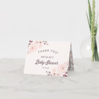 Chic Blush & Cream Floral Baby Shower Thank You