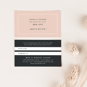 Chic Blush   Elegant Pink & Black  Referral Card