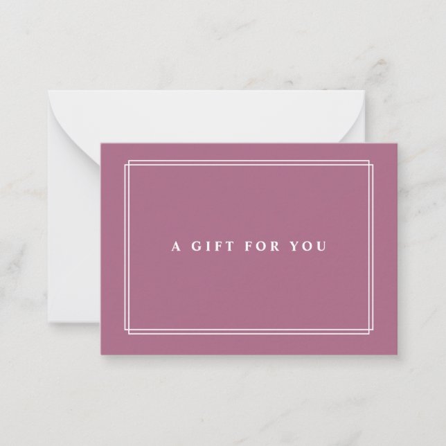 Chic Blush | Elegant Violet Gift Certificate Card (Front)