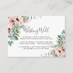 Chic Blush Floral Eucalyptus Wedding Wishing Well Enclosure Card