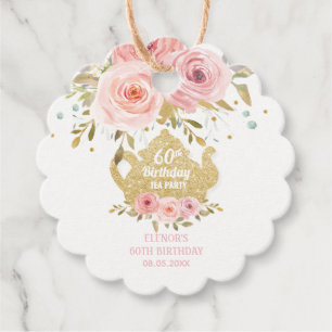 Chic Blush Floral Tea Party Birthday Thank You  Favour Tags