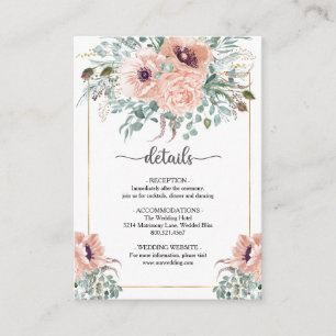 Chic Blush Floral Wedding Enclosure Card