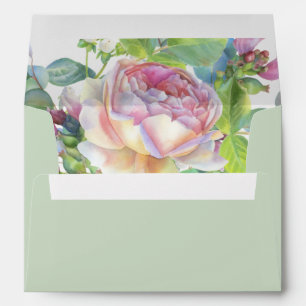  Chic Blush Floral Wedding Envelope
