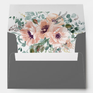  Chic Blush Floral Wedding Envelope