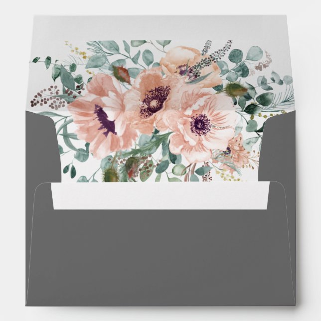 Chic Blush Floral Wedding Envelope (Back (Bottom))