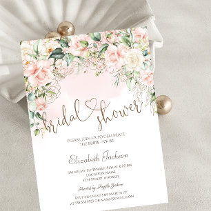 Chic Blush Flowers Bridal Shower  Invitation