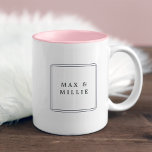 Chic Blush | Geometric Logo Two-Tone Coffee Mug<br><div class="desc">Add your name or business name to this chic mug,  surrounded by a double square border. We love it with the blush pink interior to match our Chic Blush business collection.</div>