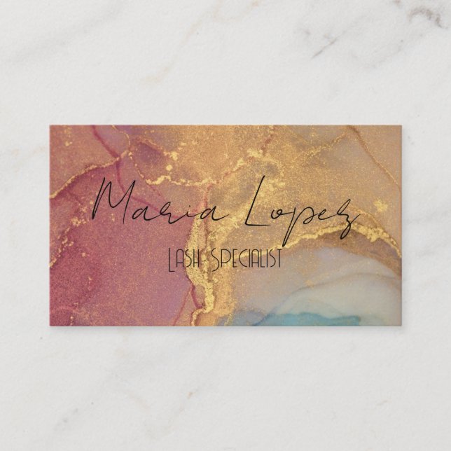 CHIC BLUSH GLITTER MARBLE EFFECT  BUSINESS CARD (Front)