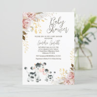 Chic Blush Gold Cow Calf Baby Shower