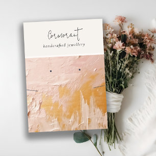 Chic Blush Gold Oil Paint Texture Earring Necklace Business Card