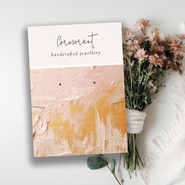 Chic Blush Gold Oil Paint Texture Earring Necklace Business Card (Creator Uploaded)