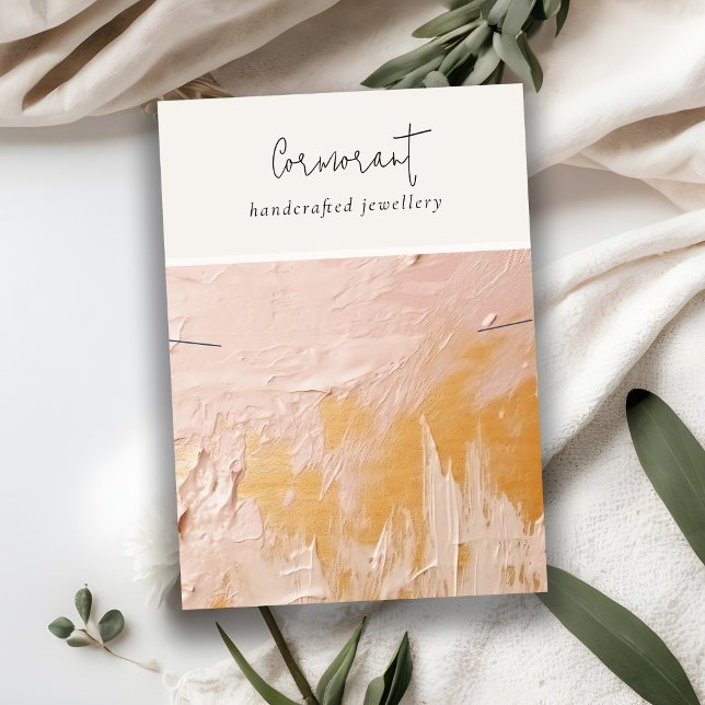 Chic Blush Gold Oil Paint Texture Necklace Display Business Card (Creator Uploaded)