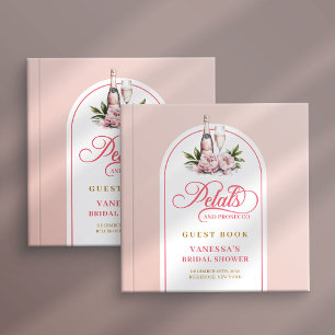 Chic blush gold petals prosecco bridal shower guest book