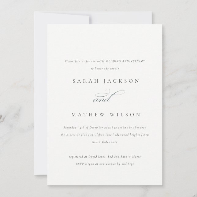 Chic Blush Paisley Typography Any Year Anniversary Invitation (Front)