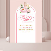 Chic blush petals and prosecco bridal party banner
