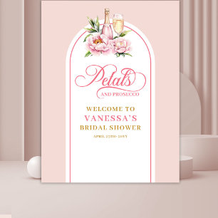 Chic blush petals and prosecco bridal party banner tapestry