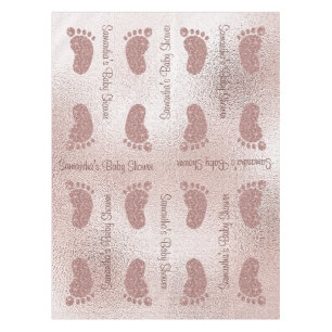 Chic Blush Pink Baby Shower Baby Feet Tablecloth