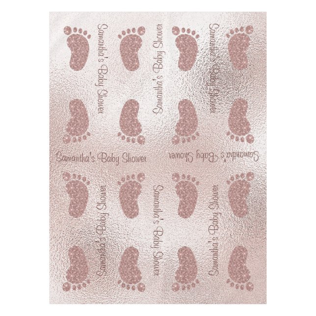 Chic Blush Pink Baby Shower Baby Feet Tablecloth (Front)