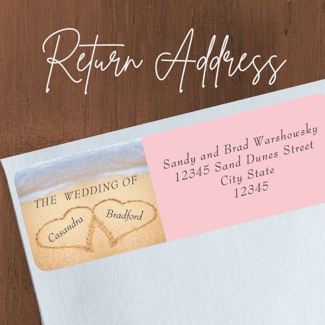 Chic Blush Pink Beach Wedding 2 Heart  Sand (Creator Uploaded)