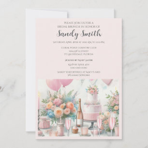 Chic Blush Pink Bridal Brunch  Invitation