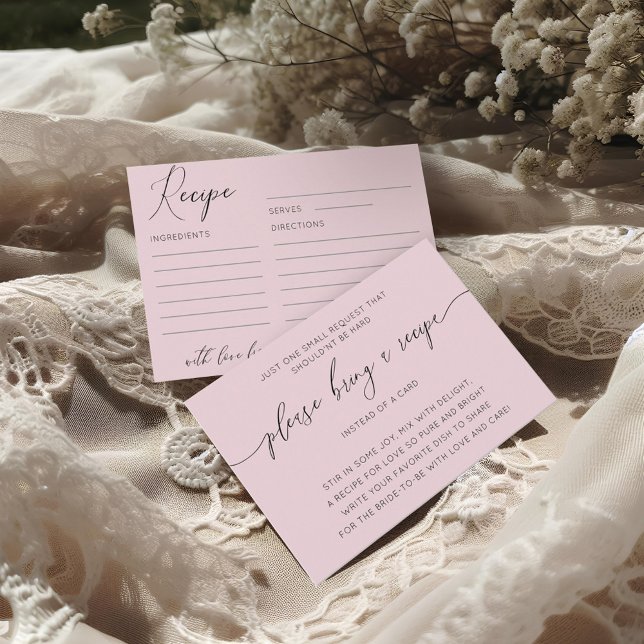 Chic Blush Pink Bridal shower Recipe  Enclosure Card (Creator Uploaded)