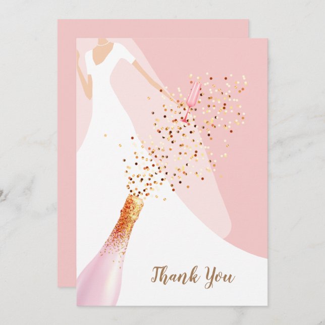 Chic Blush Pink Bridal Shower Thank You Card (Front/Back)