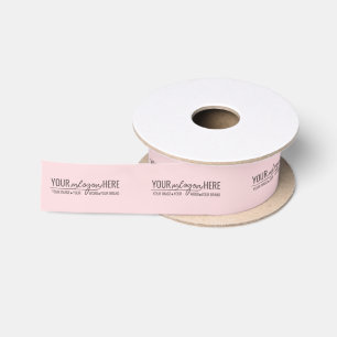 Chic Blush Pink Business Logo Branding Satin Ribbon