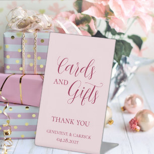 Chic Blush Pink Cards & Gifts Wedding Pedestal Sign