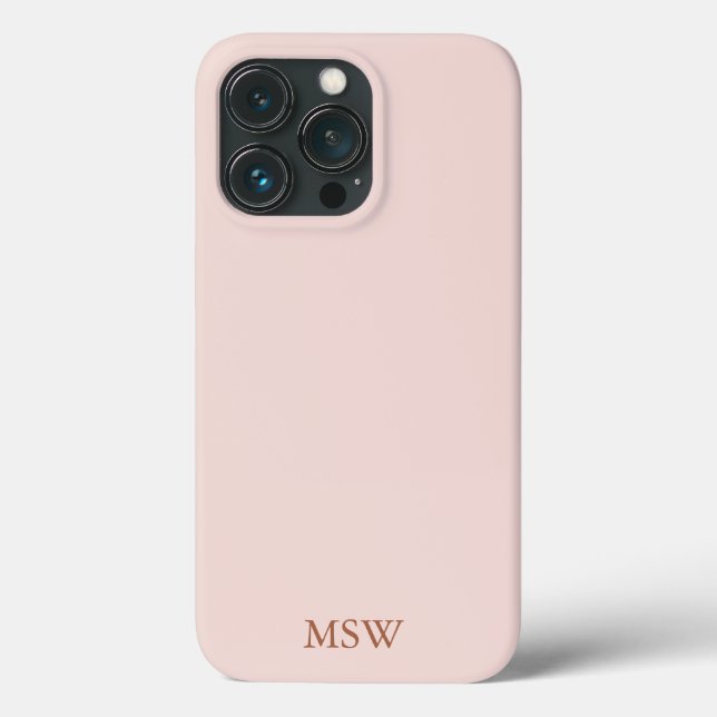 Chic blush pink custom monogram initials elegant Case-Mate iPhone case (Back)