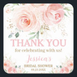 Chic Blush Pink Floral Baby Bridal Shower Birthday Square Sticker<br><div class="desc">These sticker labels feature beautiful blush rose floral and delicate greenery. Personalise them with your own wording and details easily and quickly. Simply click the "Edit Using Design Tool" button to modify the text, wording, font style, font size, and font colour. Perfect for Bridal Showers, Weddings, Baby Showers, Quinceañeras, Sweet...</div>