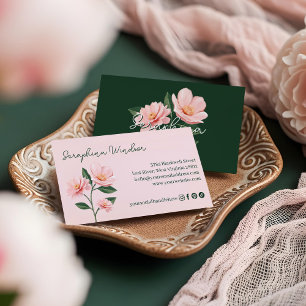 Chic Blush Pink Floral Botanical Girly Feminine Business Card
