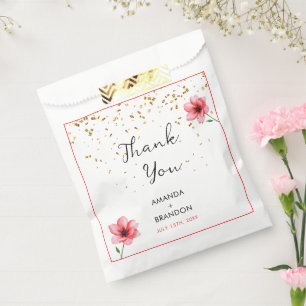 Chic Blush Pink Floral Confetti Frame Wedding Favour Bags