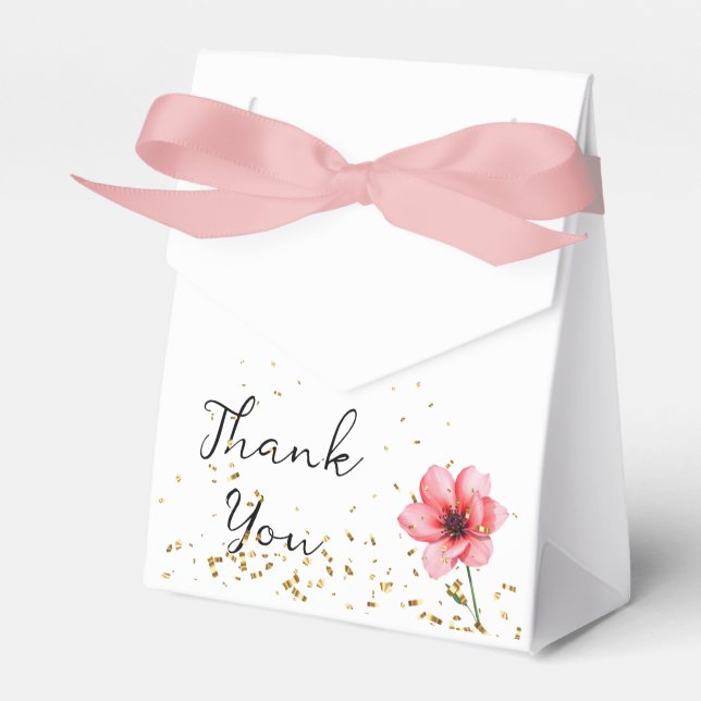 Chic Blush Pink Floral Confetti Frame Wedding Favour Box (Front Side)