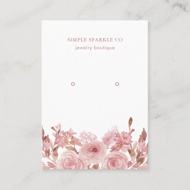 Chic Blush Pink Floral Earring Display Card (Front)