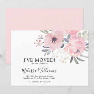 Chic Blush Pink Floral Moving Announcement Card