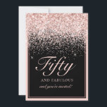 Chic Blush Pink Glitter 50 and Fabulous Birthday  Invitation<br><div class="desc">Your guests will know that this will be a special party by just looking at this invitation! This design features a stunning black background and faux blush pink glitter with custom typography.</div>