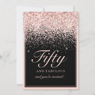 Chic Blush Pink Glitter 50 and Fabulous Birthday  Invitation