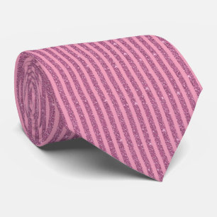Chic Blush Pink Glitter Style Vertical Stripes Tie