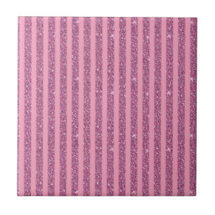 Chic Blush Pink Glitter Style Vertical Stripes Tile