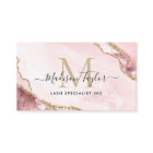 Chic Blush Pink Gold Glitter Marble Agate Monogram