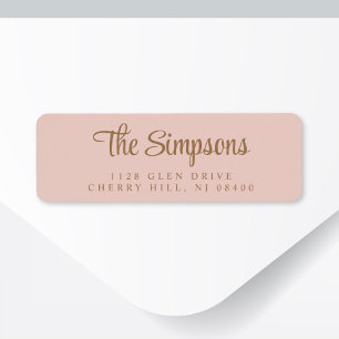 Chic Blush Pink Gold Script Return Address