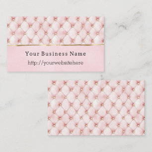 Chic Blush Pink Gold Tufts Business name website Card
