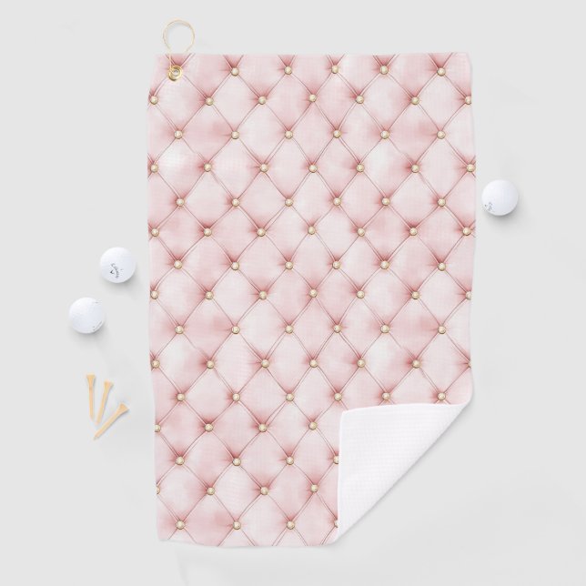 Chic Blush Pink Gold Tufts Golf Towel (InSitu)