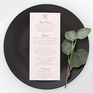 Chic Blush Pink & Gray Wedding Menu Template