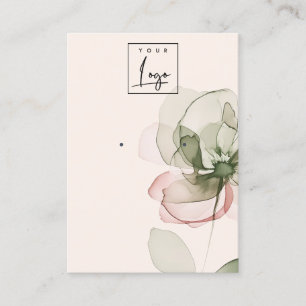 Chic Blush Pink Green Flower Logo Earring Display Business Card
