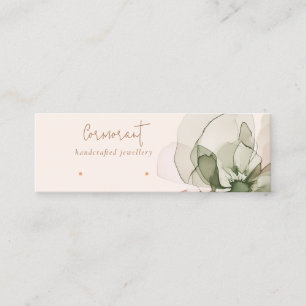 Chic Blush Pink Green Flower Stud Earring Display Mini Business Card