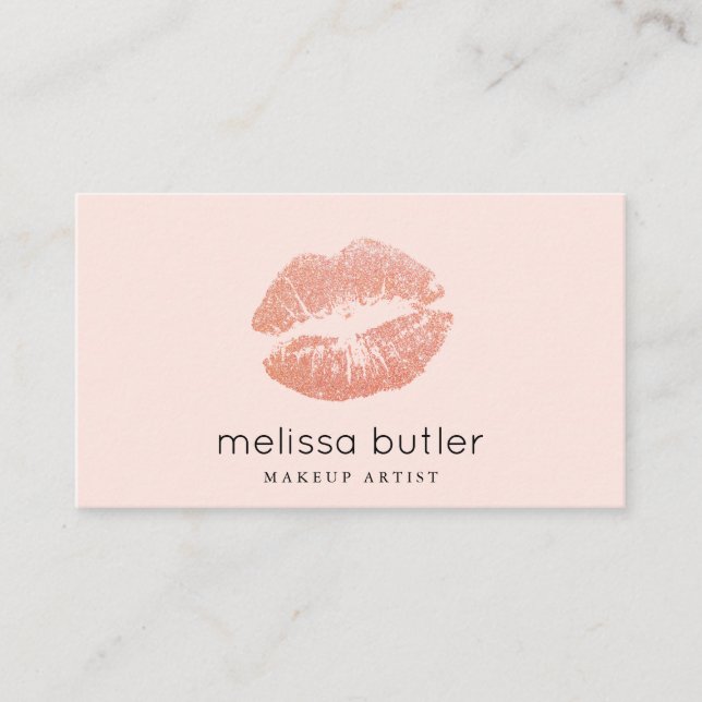 Chic Blush Pink Lips Makeup Artist Business Card (Front)