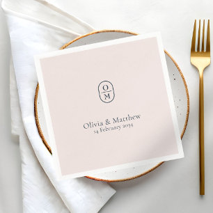 Chic Blush Pink Modern Wedding Monogram Wedding Napkin